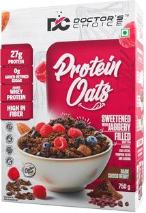 DOCTOR'S CHOICE Protein Oats, 27g Pure Protein, Jaggery Sweetened, No Additives & Refined Sugar. Box