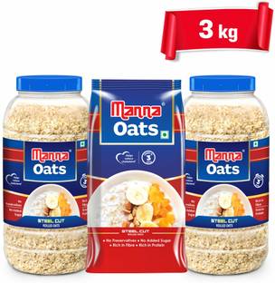Manna by Manna Oats (2Jar+1Pouch) Gluten Free| High Fibre & Protein | Good for Diabetics Plastic Bottle
