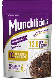 MUNCHILICIOUS Granola Dark Chocolate|High in Protein & Fiber|Breakfast Cereal Pouch Pouch