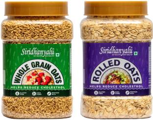 siridhanyalu Rolled and Whole grain Oats Combo, High Fibre, Gluten Free, No Preservatives Jar