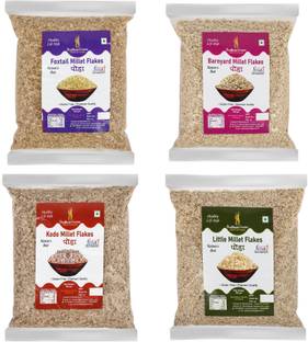 Pratham Greens Millet Flakes Combo 2 kg Kodo Barnyard Little Foxtail Millet Flakes Pouch