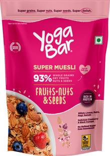 Yogabar by Yogabar Muesli 500g Fruits Nuts&Seeds| Breakfast Cereal with High Fibre, High Protein Pouch
