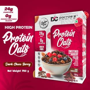 DOCTOR'S CHOICE Protein Oats, 24g Pure Protein, Jaggery Sweetened, No Additives & Refined Sugar. Box