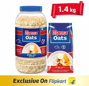 Manna (1kg x 1 Jar and 0.4kg x 1 Pouch)|Steel Cut Rolled Oats Plastic Bottle