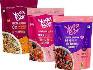 Yogabar Muesli 1.2kg Fruits Nuts&Seeds|Dark Chocolate Cranberry|No Added Sugar|400g x 3 Pouch