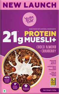 Yogabar Protein Muesli 350g, Choco Almond & Cranberry with Probiotics & Omega-3 Pouch