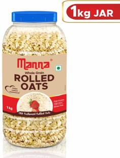 Manna Rolled Oats - 1kg| Gluten Free | High Protein & Fibre | 100% Whole Grain Plastic Bottle