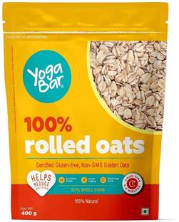 Yogabar 100% Rolled Oats 400g|Premium Golden Oats|Gluten Free|No Added Sugar Pouch