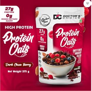 DOCTOR'S CHOICE Protein Oats, 24g Pure Protein, Jaggery Sweetened, No Additives & No Sugar. Pouch