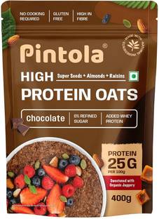 Pintola 25g High Protein Oats - Dark Chocolate, No Refined Sugar, Breakfast Cereals Pouch