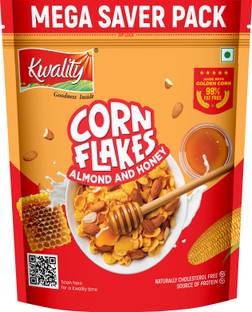 Kwality Corn Flakes Real Almond & Honey, 99% Fat Free, Breakfast Cereals Pouch