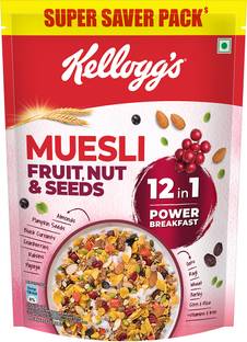 Kellogg's Muesli Fruit Nut & Seeds, 12-in-1 Power Breakfast Cereal Pouch