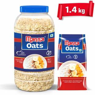 Manna (1kg x 1 Jar and 0.4kg x 1 Pouch)|Steel Cut Rolled Oats Plastic Bottle