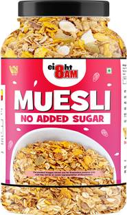 8AM Muesli No Added Sugar, 96% Whole Grains, Dry Fruits & Nuts, with Almonds & Seeds Jar