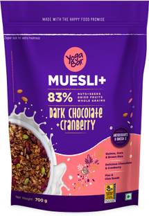 Yogabar Muesli Dark Chocolate&Cranberry 700g, Breakfast Cereal with Nuts & Seeds Pouch