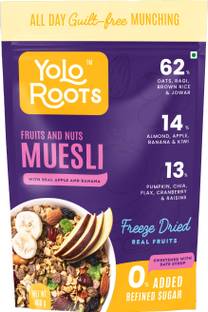 Yolo Roots Fruit and Nuts Muesli With Real Apple & Banana | Made With Date Syrup, Pouch
