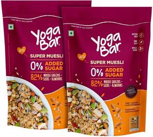 Yogabar Muesli 1.4Kg No Added Sugar with Probiotics&Prebiotics|84% Whole Grains|700g x 2 Pouch