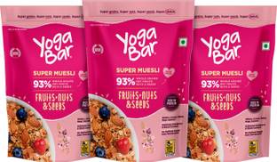 Yogabar Muesli 2.1Kg Fruits Nuts&Seeds|Breakfast cereal with 93% Whole Grains|700g x 3 Pouch