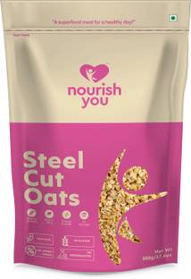 Nourish You by Nutrivative Foods pvt ltd Steel Cut Oats, Wholegrain Breakfast, High Protein & Fibre oats for weight loss Pouch