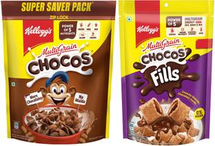 Kellogg's Multigrain Chocos & Choco Fills 160g, More Chocolatey | Kids Breakfast cereal Pouch