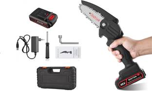 KIZJORYA 6 Inch Electric Chain Saw, 6 Inch Rechargeable Battery 6 Inch Wooden Cutting Area Wide Heavy Duty Battery Powered Hand Saw Cordless Chainsaw