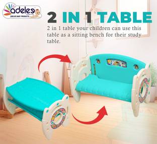 ODELEE Rainbow 2 in 1 Table Bench for Kids Study with Pen Holder