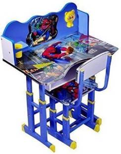 mlu Kids Study Table Chair Height Adjustable (Wooden) (Baby Desk) Blue