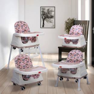 LuvLap High Chair with Wheels, 3 Height Adjustments, Cushion for Comfort