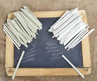 Aagaj Handpicked Small and Medium Pieces Pack of 500 GM Natural White Limestone Slate Pencils. Genuine Limestone Slate Pencils. 100% Natural and Safe to use WRITING CHALK (60 Sticks) WRITING CHALK