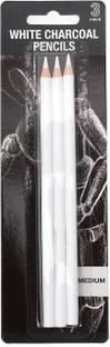 kstore Compressed Charcoal White Charcoal Pencil Set of 3 Pencil for Sketching, Drawing and other Artistic Work Stick