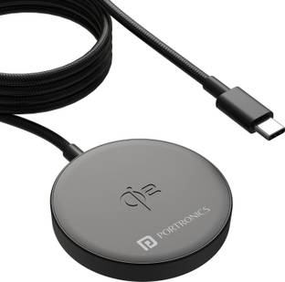 Portronics Quikk 15W Magnetic Wireless Charging Pad,Qi2 Certified, Type C input,For iPhone Charging Pad