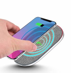 powerup stay charged Powerup® High-Speed Qi Wireless Charger Pad 10W Dual Coil for iPhone SE 2020 All Qi-enabled Devices - Grey Charging Pad