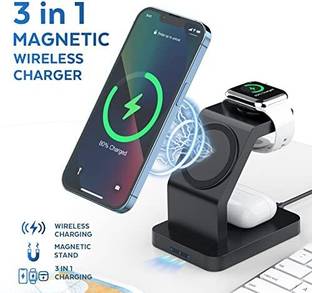 Viraan 3 in 1 Magnetic Wireless Charging Station for iPhone | Alarm Clock & Night Light Charging Pad
