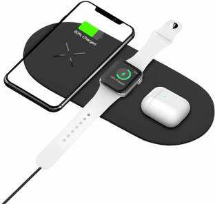UNIGEN UNIDOCK 300 [Qi Certified] 3 in 1 Wireless 15W Charging Mat Station Compatible with Watch Series 6/5/4/3/2/1 Airpod 2/Pro Phone 12/11/11 Pro/11 Pro Max/X/Xr/Xs/8 Plus & Other Qi Devices (BK) Charging Pad