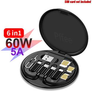 BUFONA 5 in1 Multifunction Cable Case Data Cable USB Type-C 60W Fast Charging Cable Box Charging Pad
