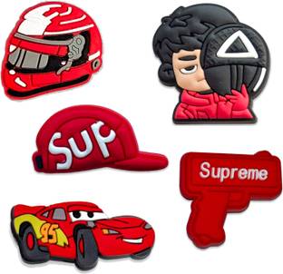 Questsole Red Hype Shoe Charms Set – Street Style, Speed & Pop Culture Icons Rubber Shoe Charm