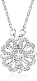 Ahvi Jewellery Four Leaf Clover Pendant Necklace - Lucky Charm Jewelry for Women Silver Link Charm