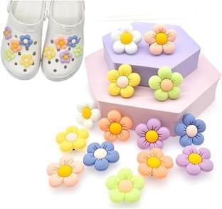Suqin Pack of 14 3D Flower Charms for Crocs – Soft Silicone Material Silicone Shoe Charm