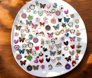 ELCETRATD JEWELLERY shimmering beautiful any random 12 charms combo Brass Charm Set