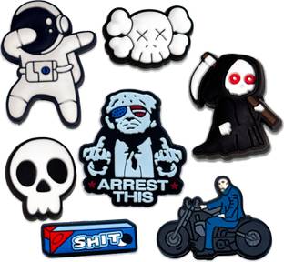 house of common old & Edgy Shoe Charms Set – Skulls, Space, Biker & Reaper Vibes Rubber Shoe Charm