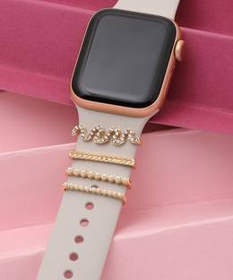 Haute Sauce Gold Plated Designer Stone and Pearls Watch Strap Accessories For Women Metal Watch Charm