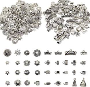 Zibuyu 100G Metal Spacer Beads With Hole Bead Caps Antique Silver Metal Beaded Charm