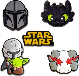 Questsole Star Wars, Mandalorian, Baby Yoda & KAWS Shoe Charms – Set of 5 Designs Rubber Shoe Charm