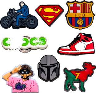 house of common Stylish Charms Set of 8 - Superman, FCB, Mandalorian, Sneakers & More Rubber Shoe Charm