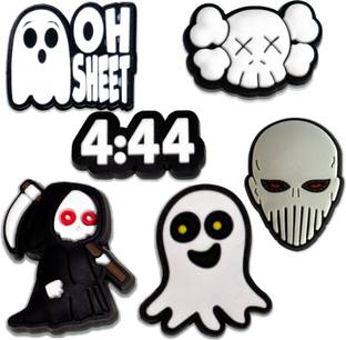 Questsole Spooky Vibes Shoe Charms Pack – Ghosts, Skulls & Dark Aesthetic Icons Rubber Shoe Charm