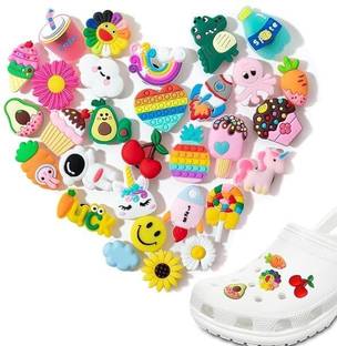SHIPEASE 30Pcs Clog Croc Charms Cartoon Casual Shoe Decoration Charm Rubber Shoe Charm Rubber Shoe Charm