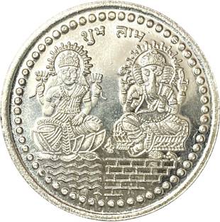 SRI NARAYANI 10 GramS Silver Coin | Laxmi Ganesh Coin | Silver Charm Set
