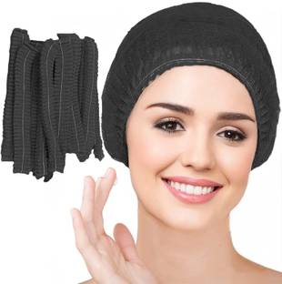Kodenipr Club Disposable 100 Pieces Disposable Stretchable Black Bouffant Caps/Cooking Caps/ Chef Hat