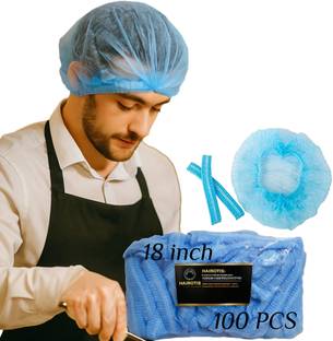 hairotis Disposable Caps(100 pc) 18" Blue Bouffant Hair Net Cooking Food Industry Kitchen Hotels Chef Hat