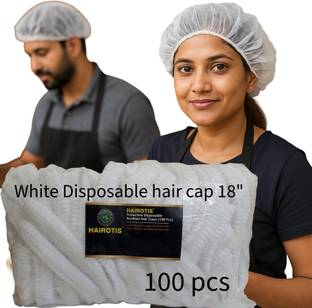 hairotis Disposable Hair Caps(100 pc) White 18'' Bouffant Hair Net Medical Food Kitchen Restaurants Chef Hat